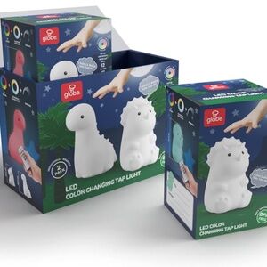 Set of 2 GLOBE Electric Dinosaur  6” and 9” Multicolor with giggling noise.
